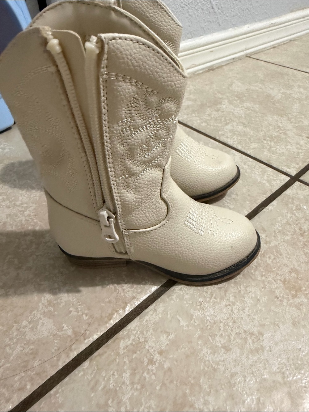 Kids Cream Western Boots
